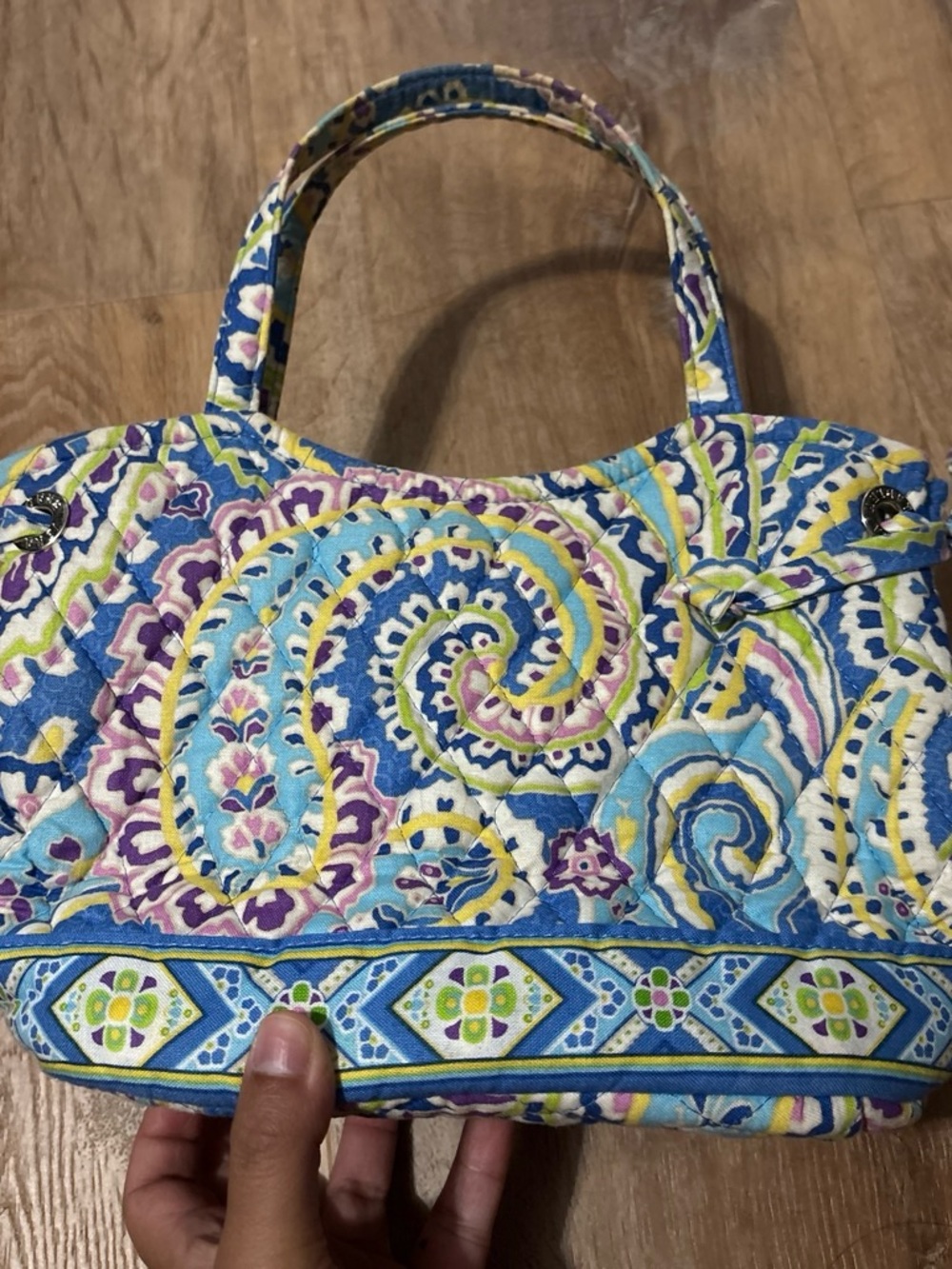 Vera Bradley Capri Blue Mini Tote in Blue, Purple and Yellow